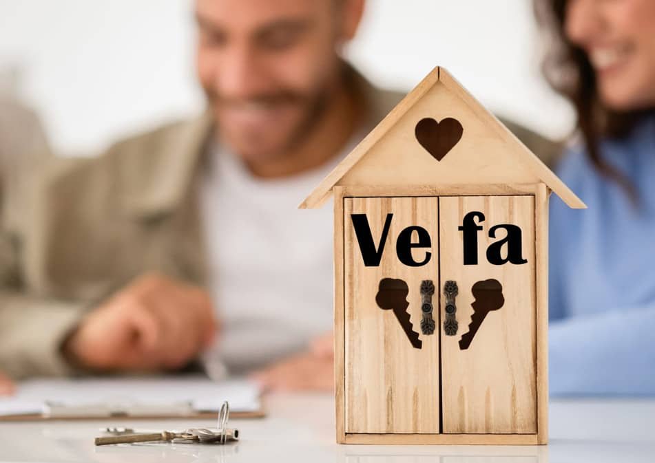 Un modèle de maison en bois avec le mot « vefa »